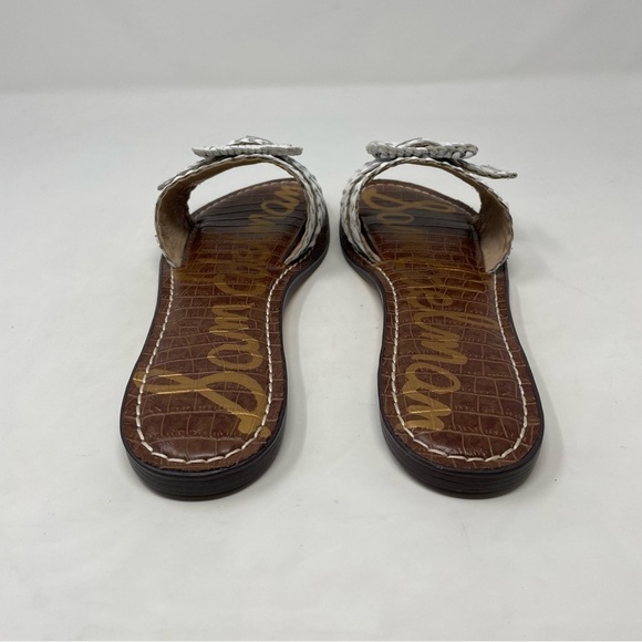 Nib Sam Edelman Gabriela Bright White Woven Nappa Leather Slide Sandal - Picture 11 of 12